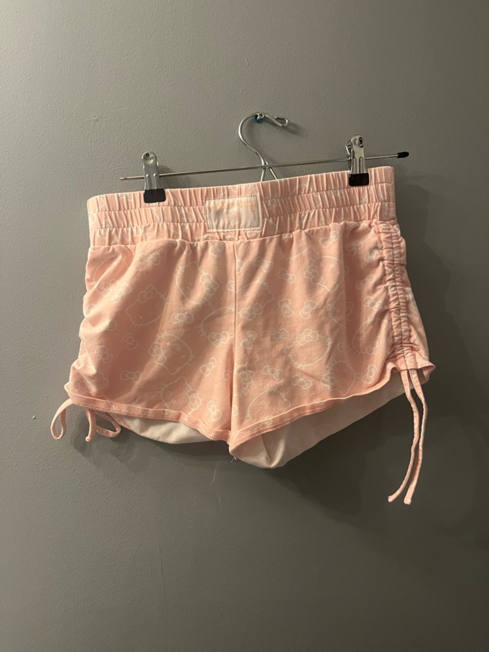 Hello Kitty Pink Ruched Side Drawstring Athletic Shorts